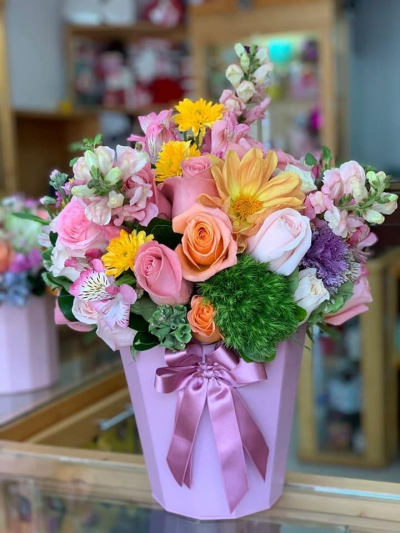 The Garden Florist - Pastel Container Arrangement