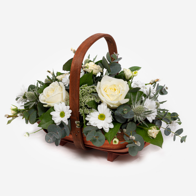 Grace - A basket to delight - themed in whites. Make it a special occasion and show them just how much they mean to you.