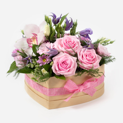 Heart of Gold Flower Arrangement
 - A stunning arrangement of luxurious pink and purple flowers. Made to delight in a stylish hat box.  This flower arrangement will be hand delivered by the local florist.
