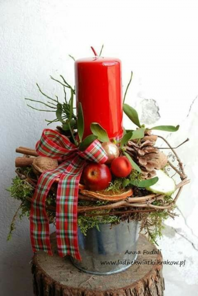 Bucket Christmas Candle Arrangement - Bucket Christmas Candle Arrangement