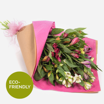 Wrap of Colour - This simply wrapped collection of long lasting Alstroemeria will make your message just that bit more special.
